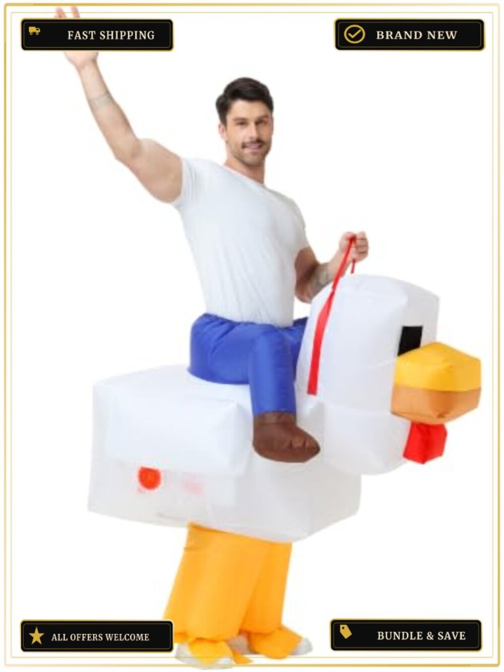 POTOTA Inflatable Chicken Costume Adult Halloween Blow Up Dress Up Party